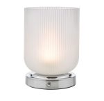 Echo Rechargeable Table Lamp Polished Chrome & Ribbed Glass