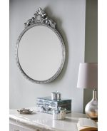 Laura Ashley Overton Ornate Round Mirror Silver Frame 73 x 58cm - Image 3