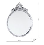 Laura Ashley Overton Ornate Round Mirror Silver Frame 73 x 58cm - Image 4