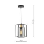 Tatum Pendant Matt Black & Smoked Glass - Image 6