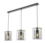 Tatum 3lt Bar Pendant Matt Black & Smoked Glass - Image 2