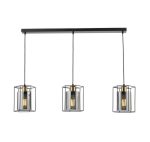 Tatum 3lt Bar Pendant Matt Black & Smoked Glass