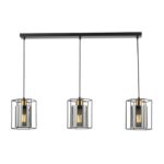 Tatum 3lt Bar Pendant Matt Black & Smoked Glass