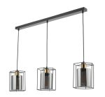 Tatum 3lt Bar Pendant Matt Black & Smoked Glass - Image 3