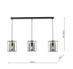 Tatum 3lt Bar Pendant Matt Black & Smoked Glass - Image 7