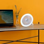 Turbo Rechargeable Desk Fan With Lamp White - Image 6