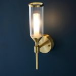 Ribbed & Frosted Glass Satin Brass Single Wall Light - Image 2