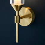 Ribbed & Frosted Glass Satin Brass Single Wall Light - Image 5