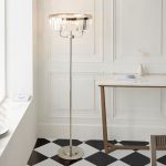 Bright Nickel Cut Glass Floor Light - Image 2