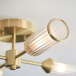 Ribbed & Frosted Glass Satin Brass 4lt Semi-Flush - Image 4