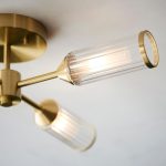 Ribbed & Frosted Glass Satin Brass 4lt Semi-Flush - Image 5