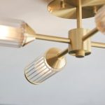 Ribbed & Frosted Glass Satin Brass 4lt Semi-Flush - Image 6