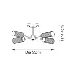 Ribbed & Frosted Glass Satin Brass 4lt Semi-Flush - Image 7