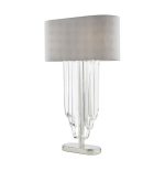 Eltham 2lt Table Lamp Polished Nickel & Crystal With Shade