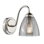 Glynis Wall Light Polished Nickel & Smoked Ribbed Glass