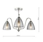 Glynis 3lt Semi-Flush Polished Nickel & Smoked Ribbed Glass - Image 7