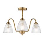 Glynis 3lt Semi-Flush Antique Bronze & Ribbed Glass