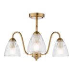 Glynis 3lt Semi-Flush Antique Bronze & Ribbed Glass