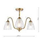 Glynis 3lt Semi-Flush Antique Bronze & Ribbed Glass - Image 6