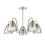 Glynis 5lt Semi-Flush Polished Nickel & Smoked Ribbed Glass