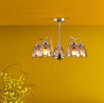 Glynis 5lt Semi-Flush Polished Nickel & Smoked Ribbed Glass - Image 4