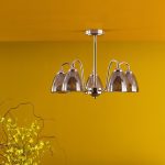 Glynis 5lt Semi-Flush Polished Nickel & Smoked Ribbed Glass - Image 5