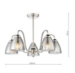 Glynis 5lt Semi-Flush Polished Nickel & Smoked Ribbed Glass - Image 8