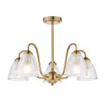 Glynis 5lt Semi-Flush Antique Bronze & Ribbed Glass