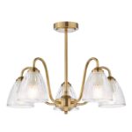 Glynis 5lt Semi-Flush Antique Bronze & Ribbed Glass