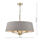 Birch 4lt Shadelier Antique Brass & Taupe With Shade - Image 5