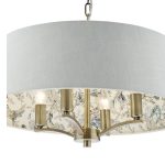 Delft 4lt Shadelier Antique Brass & Ivory With Shade - Image 3