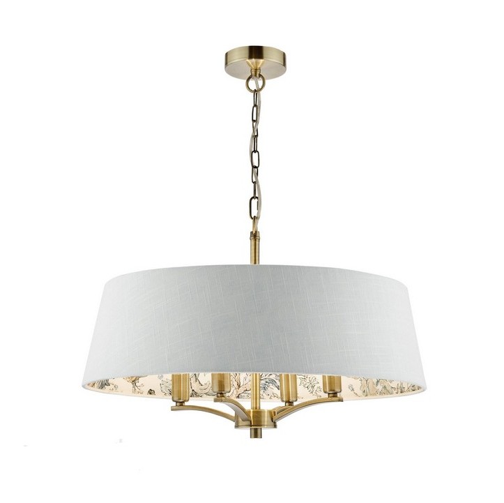DEL0415 Delft 4lt Shadelier Antique Brass & Ivory With Shade - Image 1