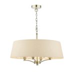 Marble Hill 4lt Shadelier Antique Brass & Taupe With Shade