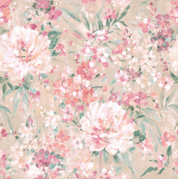 140329 MAYVILLE PLASTER PINK TILE Laura Ashley Mayville Plaster Pink Wallpaper - Image 1