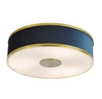 Alvaro 3lt Flush Brushed Brass With Blue Shade