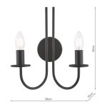Becca 2lt Wall Light Matt Black (Bracket Only) - Image 7