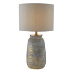 Creon Ceramic Table Lamp Grey & Antique Brass (Base Only)