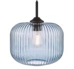 Demarius Pendant Matt Black & Blue Ribbed Glass - Image 2