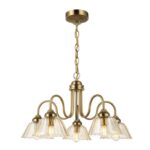 Erika 5lt Pendant Antique Bronze & Amber Glass