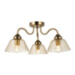 Erika 3lt Semi-Flush Antique Bronze & Amber Glass