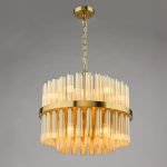 Imani 12lt Pendant Natural Brass & Champagne Ribbed Glass - Image 3