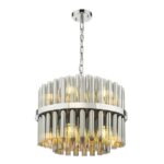 Imani 12lt Pendant Polished Chrome and Smoked Ribbed Glass