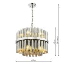 Imani 12lt Pendant Polished Chrome and Smoked Ribbed Glass - Image 6