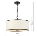 Jemima 3lt Pendant White and Matt Black With Shade - Image 5
