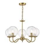 Jocelyn 5lt Armed Pendant Natural Brass & Glass