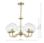 Jocelyn 5lt Armed Pendant Natural Brass & Glass - Image 5