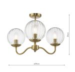 Jocelyn 3lt Semi-Flush Natural Brass & Glass - Image 5
