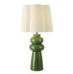 Jordana Table Lamp Green Ceramic & Polished Chrome With Shade