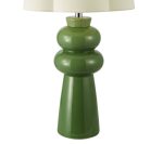 Jordana Table Lamp Green Ceramic & Polished Chrome With Shade - Image 3