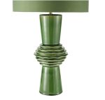 Lagle Table Lamp Green Ceramic & Antique Brass With Shade - Image 3